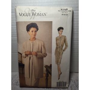 The Vogue Woman Sewing Pattern 8756‎ Jacket Dress Sz 20 22 24 Vintage 1993 Uncut